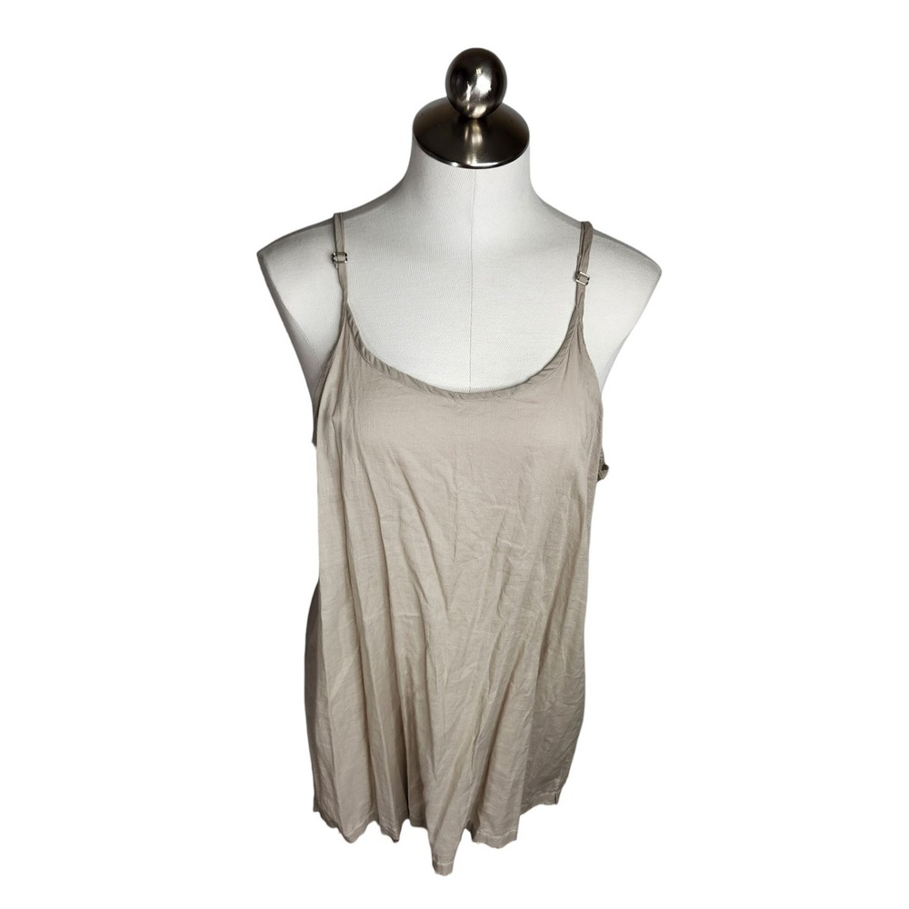 Namsar Camisole Tank Top Women M Beige 100% Cotton Adjustable Straps Raw Hem